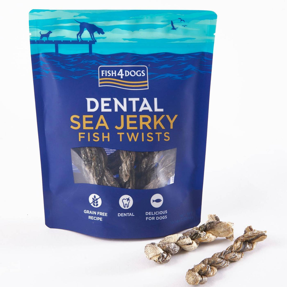 Fish4Dogs Dental Sea Jerky Fish Twists Premi Snack per Cani 100 g