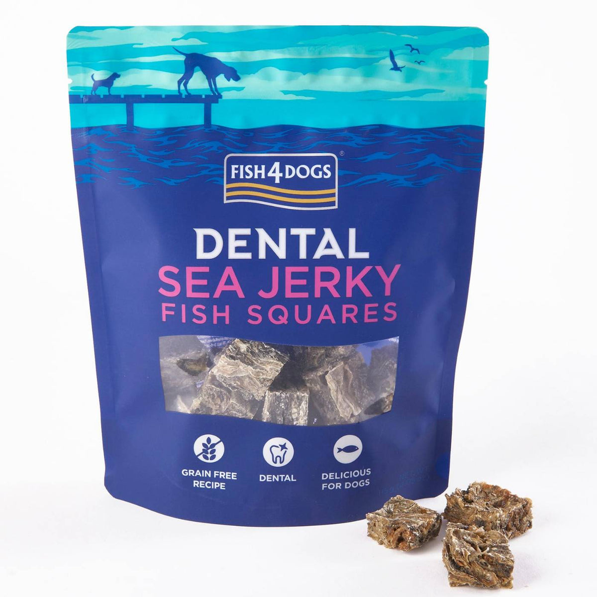 Fish4Dogs Dental Sea Jerky Squares Premi per Cani 115 g