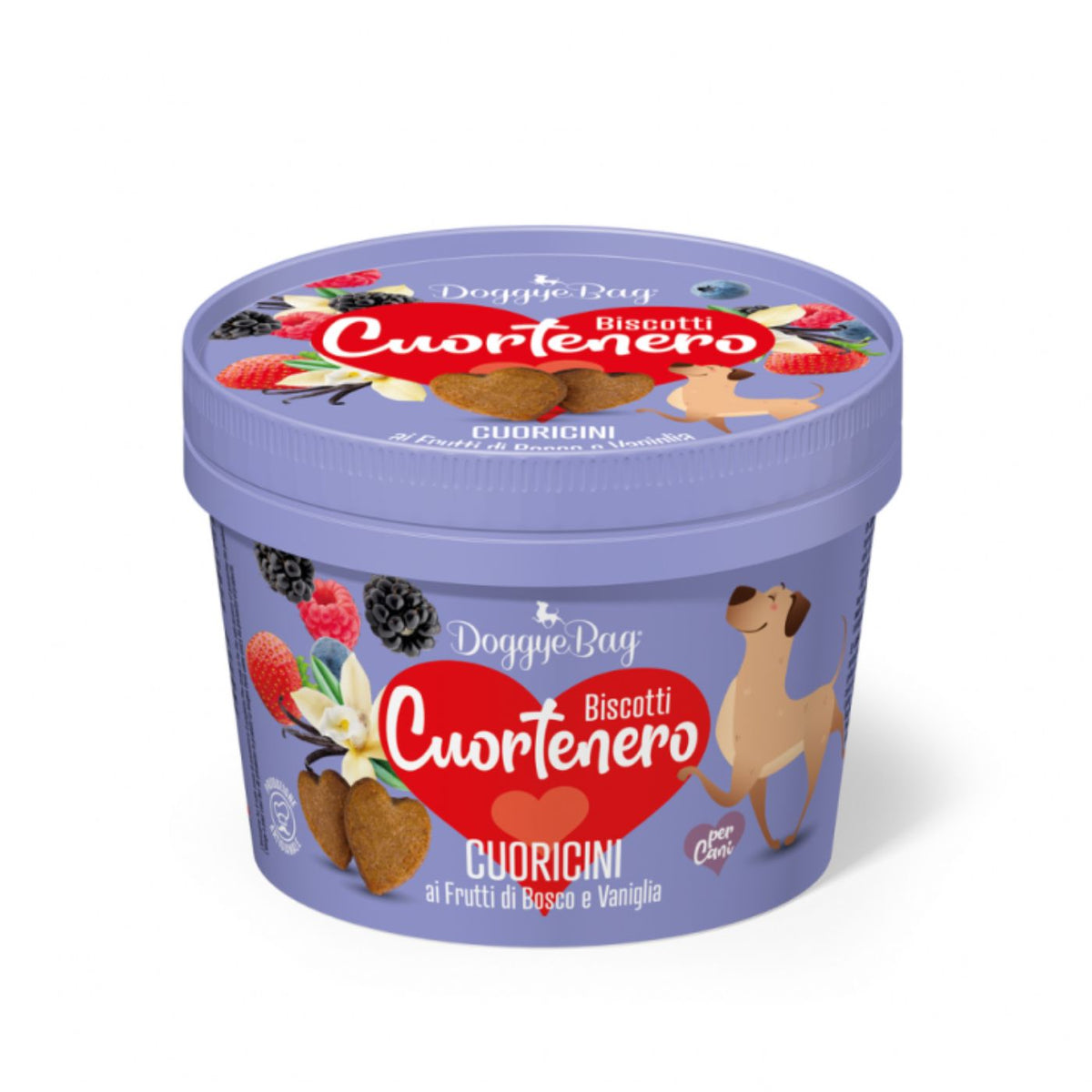 DoggyeBag Biscotti Cuortenero Cuoricini con Frutti di Bosco e Vaniglia per Cani 150 g