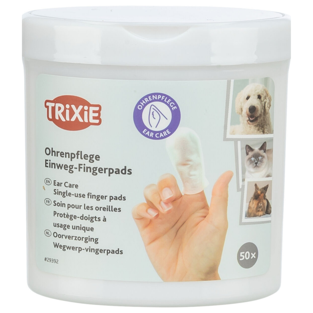 Trixie Salviettine da Dito Monouso per Pulizia Orecchie di Cani Gatti e Piccoli Animali 50 pz