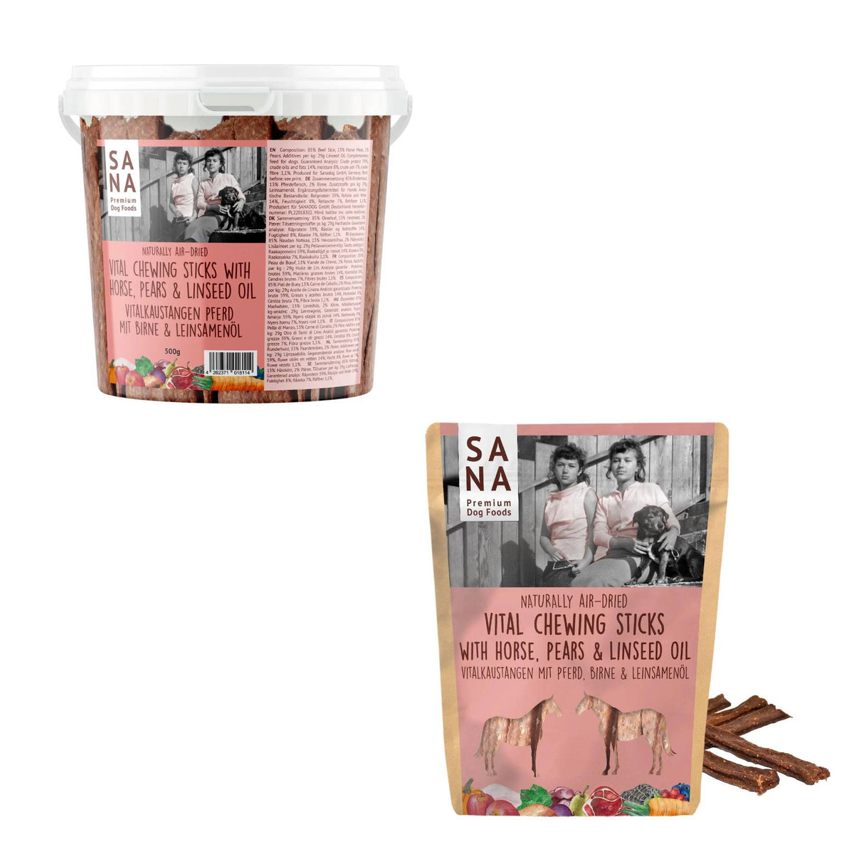 Sanadog Stick di Cavallo da Masticare con Pera e Olio di Lino Snack per Cani