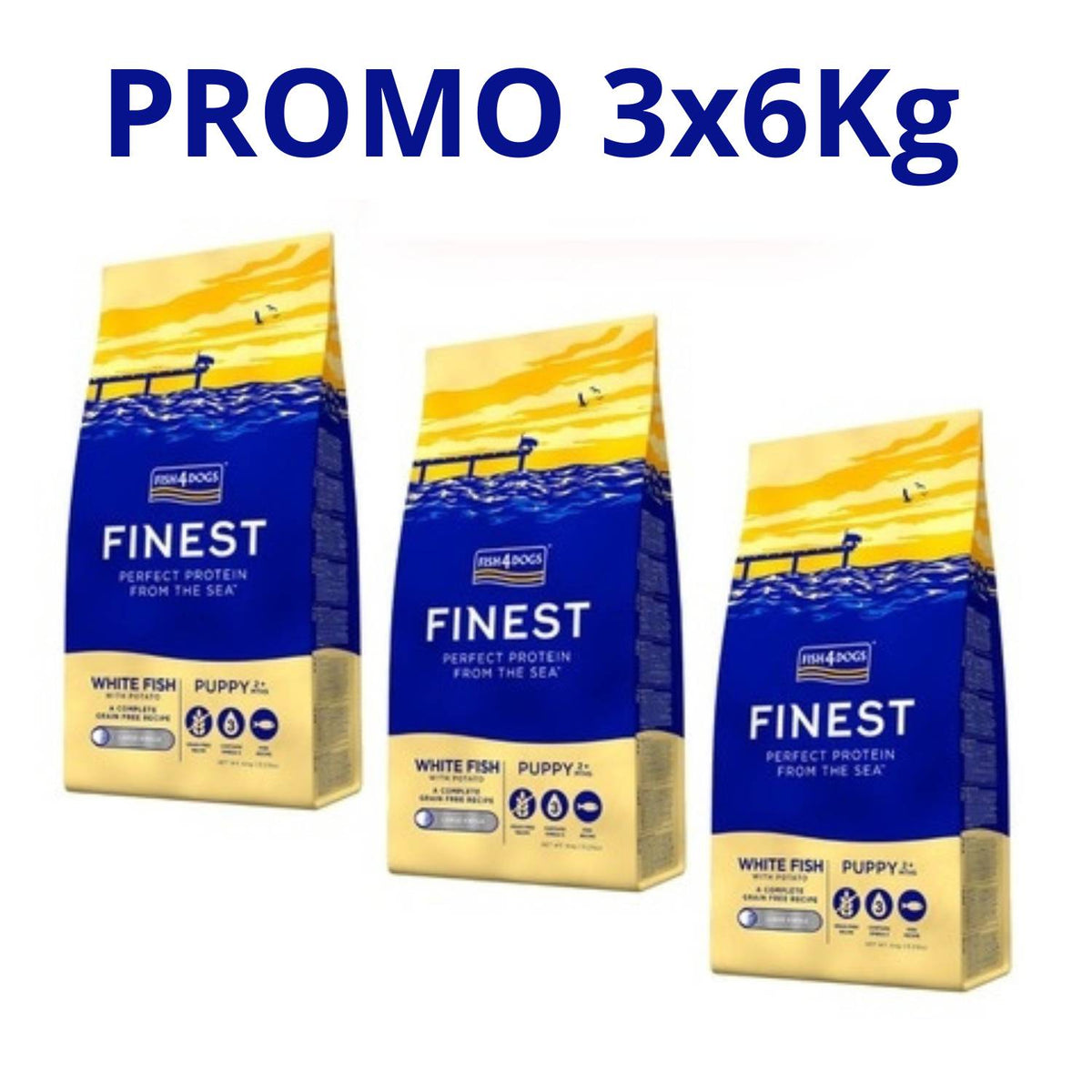 Fish4Dogs Finest Puppy LARGE Pesce Bianco per Cuccioli