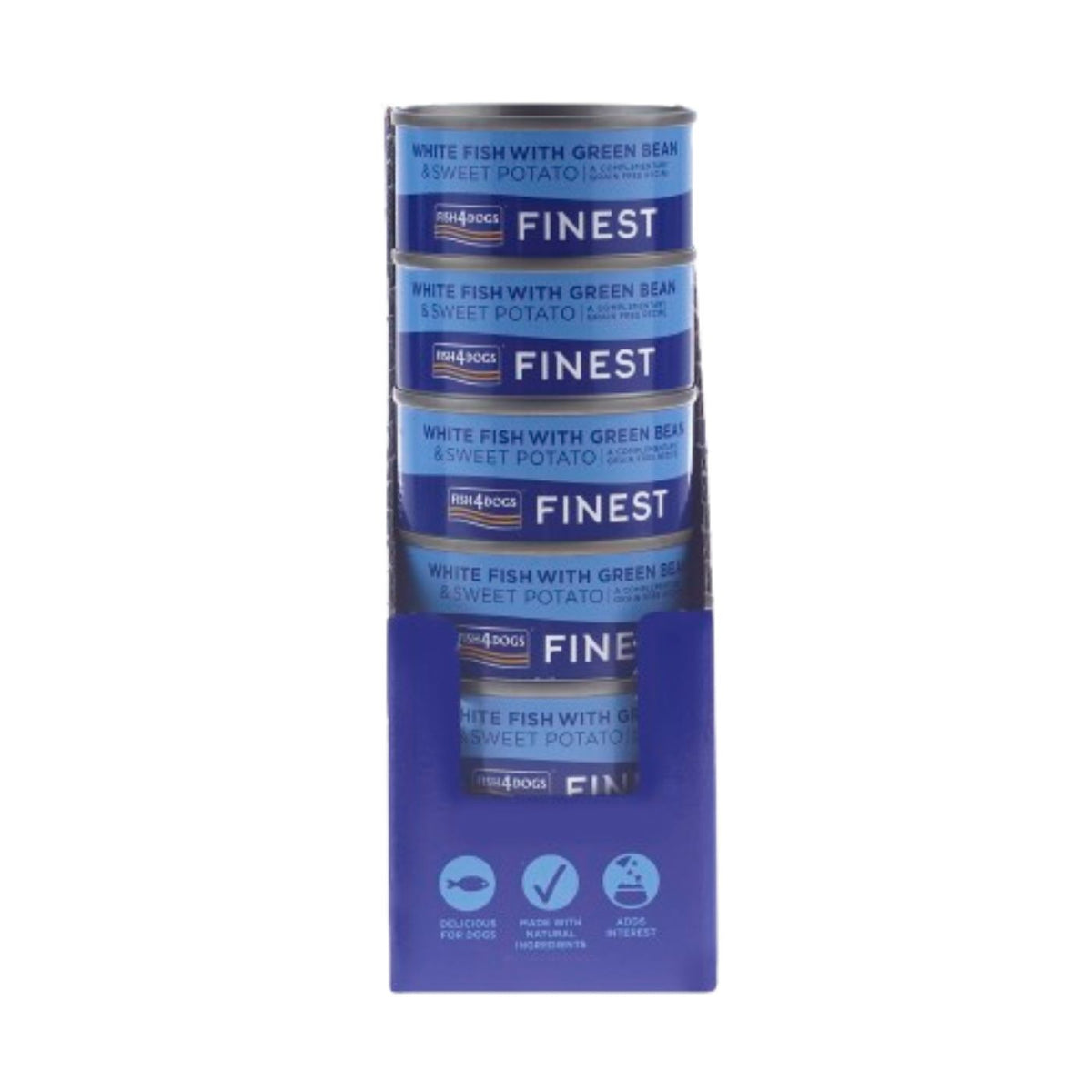Fish4Dogs Finest Alimento Umido per Cani Pesce Bianco con Patata Dolce e Fagioli Verdi 85 g