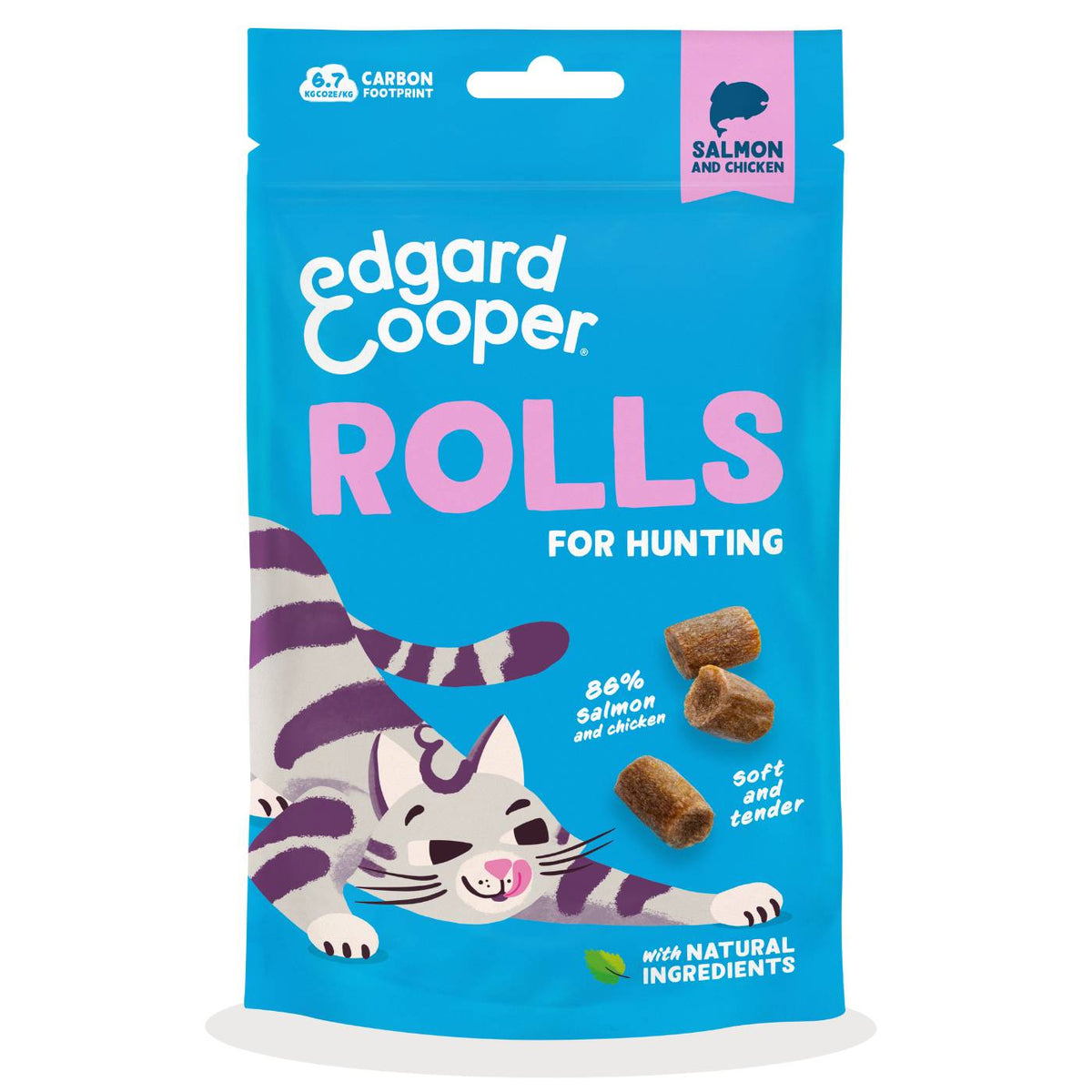 Edgard&Cooper Snack Morbidi per Gatti Rolls al Salmone 45 g