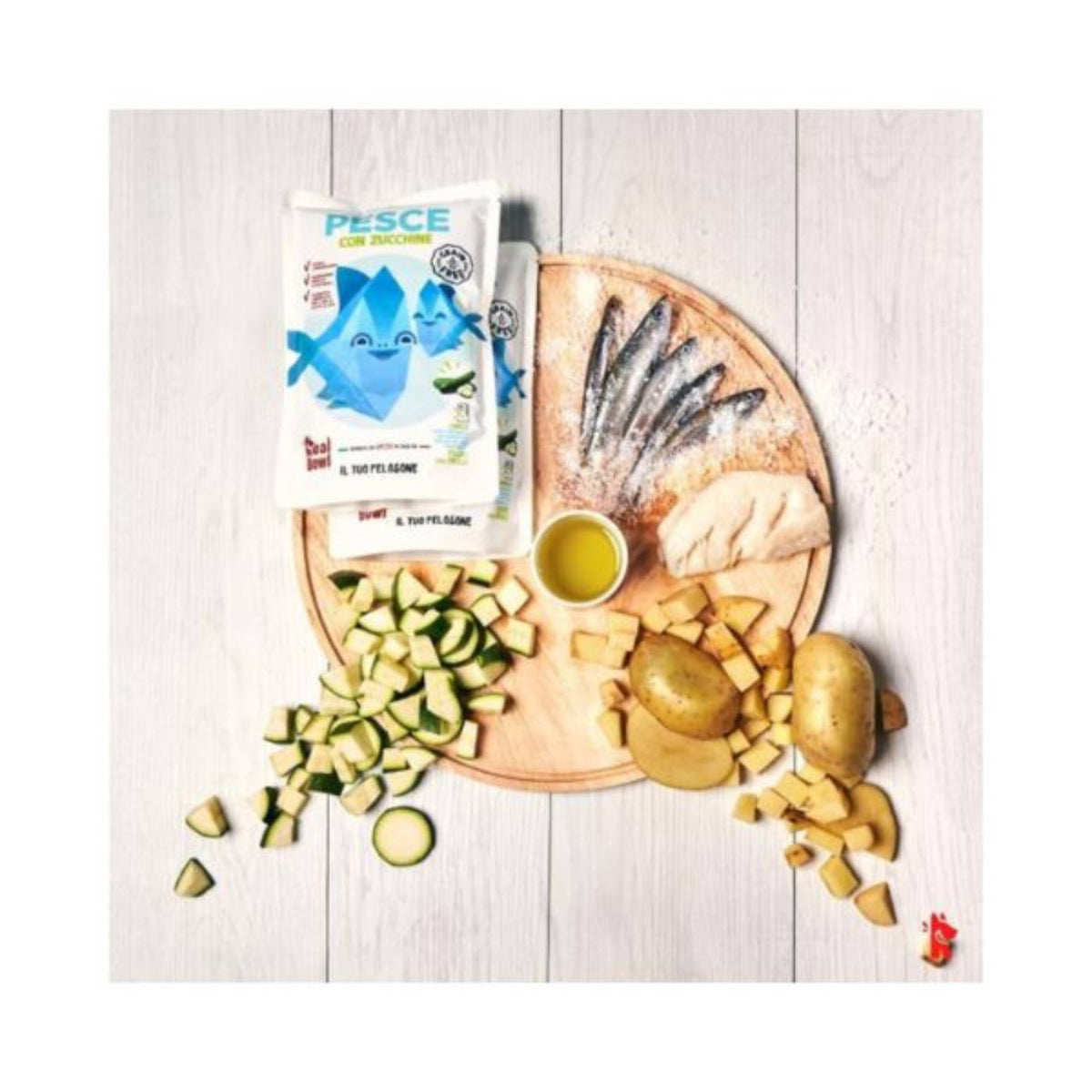 Real Bowl Alimento Completo Fresco Cotto per Cani al Pesce con Zucchine Senza Cereali Grain Free