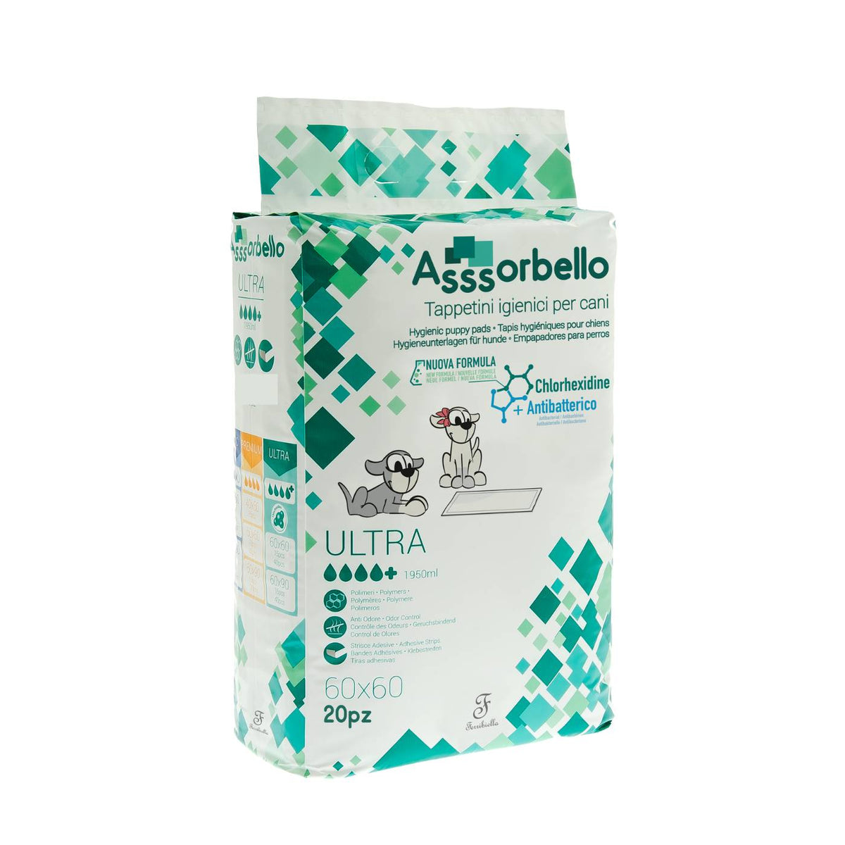 Ferribiella Tappetini Igienici Ultra per Animali Domestici alla Clorexidina 60 x 60 cm