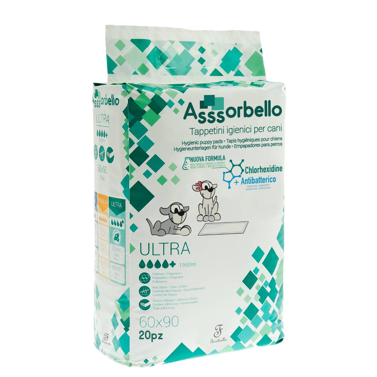 Ferribiella Tappetini Igienici Ultra per Animali Domestici alla Clorexidina 60 x 90 cm