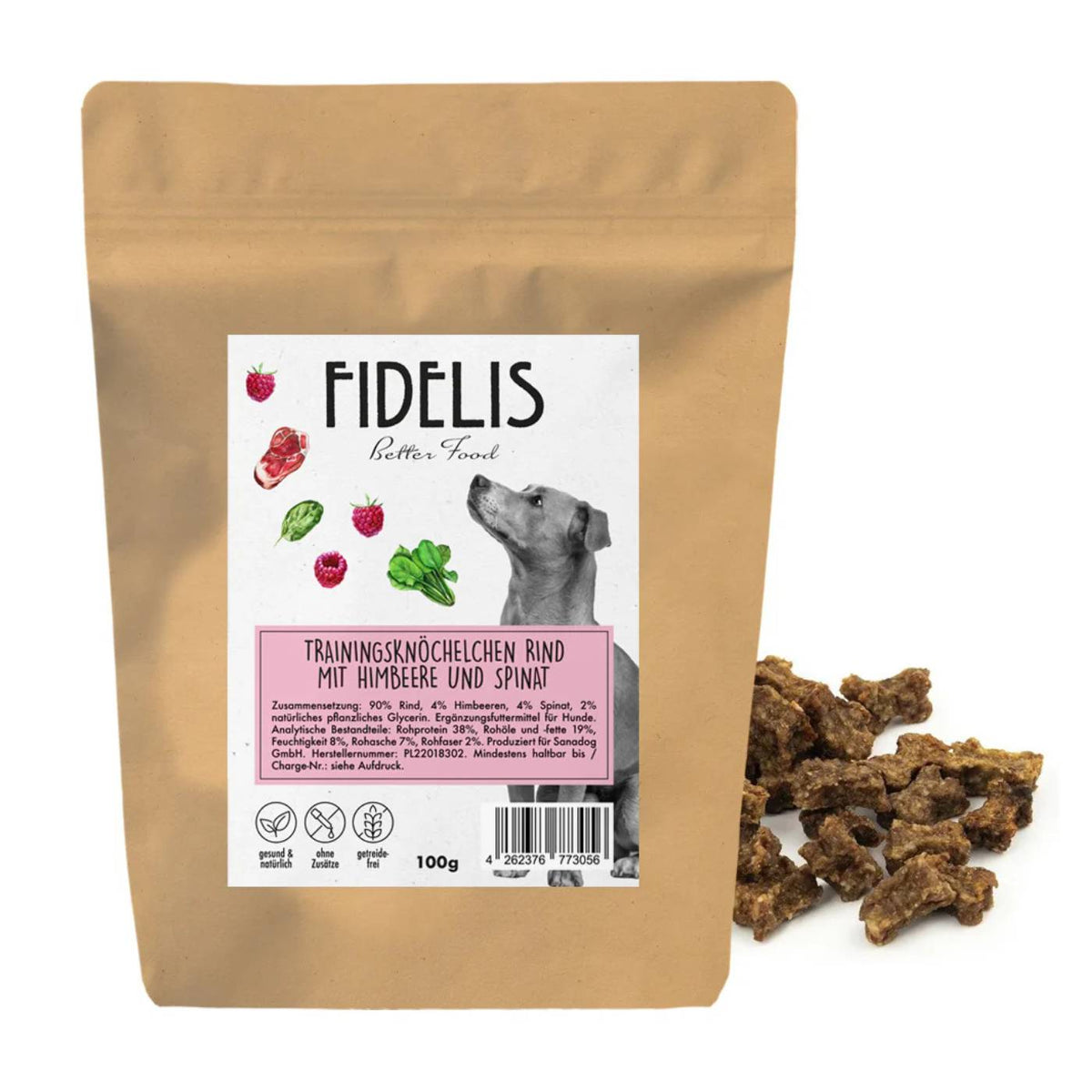 Fidelis Mini Training per Cani al Manzo con Lamponi e Spinaci