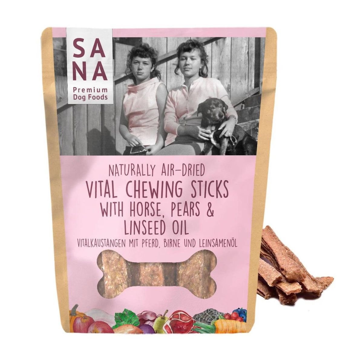 Sanadog Stick di Cavallo da Masticare con Pera e Olio di Lino Snack per Cani