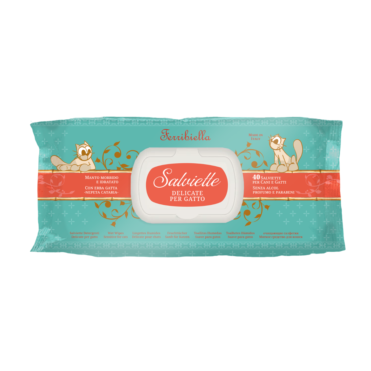Ferribiella Salviette Detergenti Delicate per Gatti 40 pz