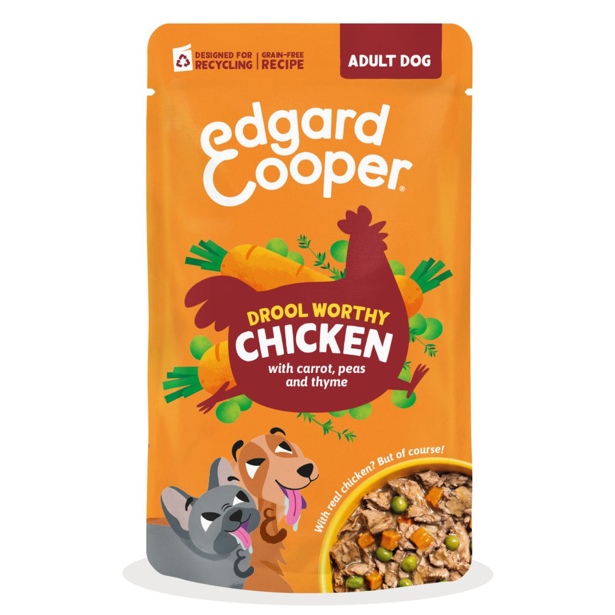Edgard & Cooper Spezzatini in Busta per Cani Adulti con Pollo 150 g