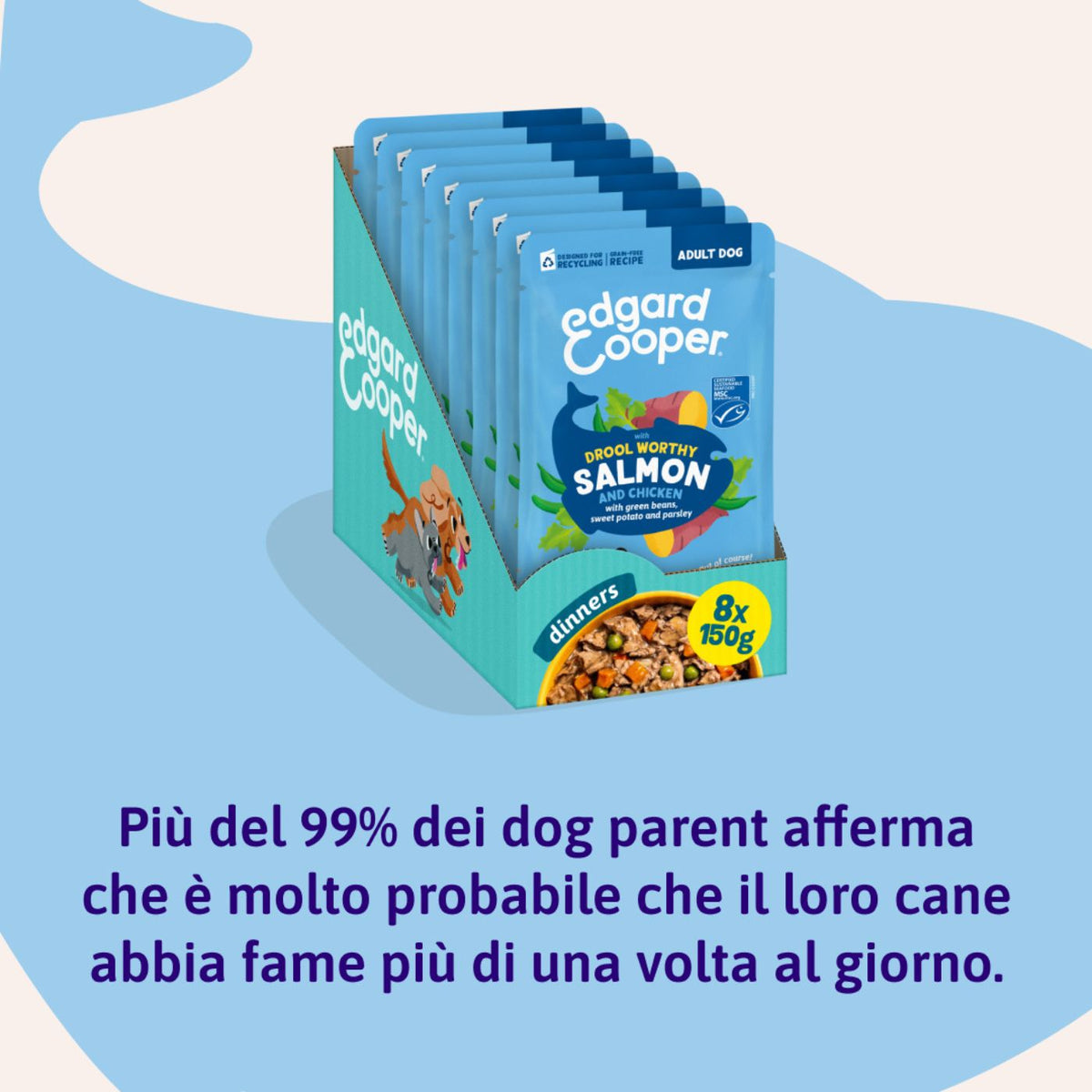 Edgard & Cooper Spezzatini in Busta per Cani Adulti con Salmone e Pollo 150 g