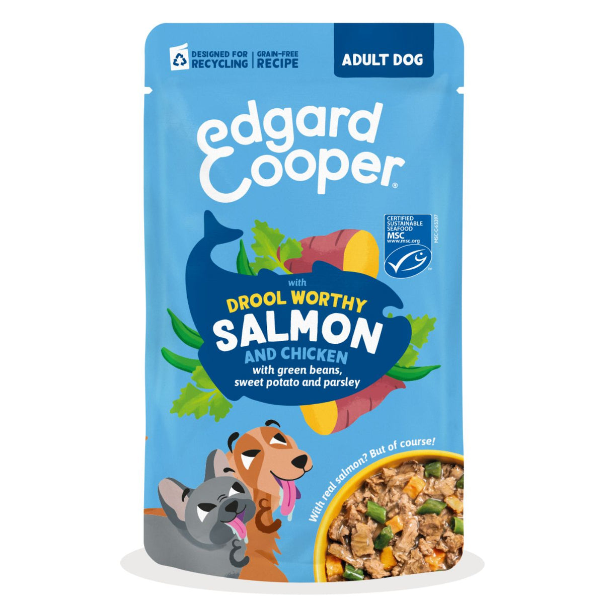Edgard & Cooper Spezzatini in Busta per Cani Adulti con Salmone e Pollo 150 g