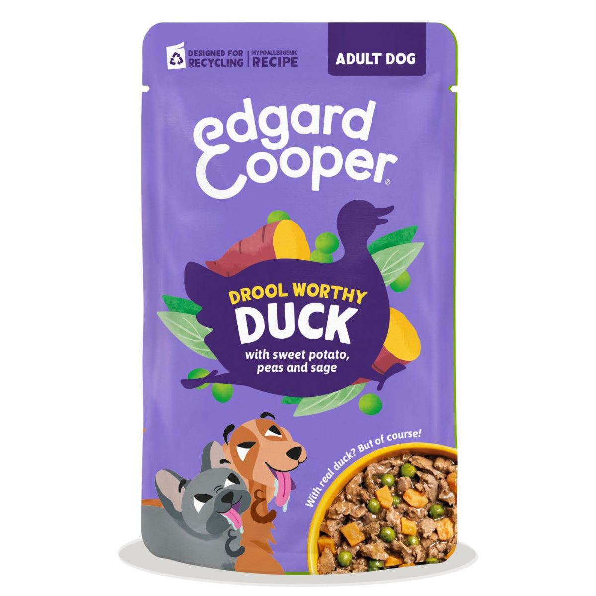 Edgard & Cooper Spezzatini in Busta per Cani Adulti con Anatra 150 g