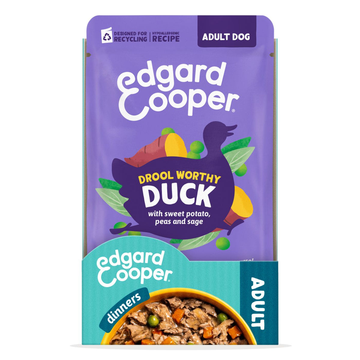 Edgard & Cooper Spezzatini in Busta per Cani Adulti con Anatra 150 g