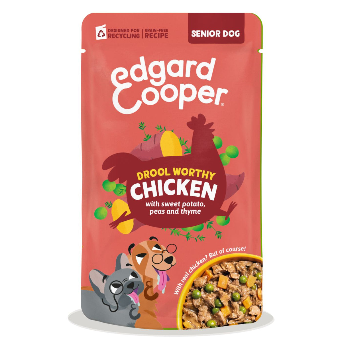 Edgard & Cooper Spezzatini in Busta per Cani Senior con Pollo 150 g