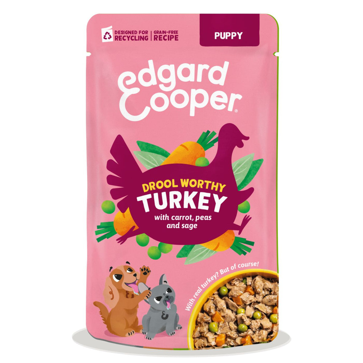 Edgard & Cooper Spezzatini in Busta per Cuccioli con Tacchino 150 g