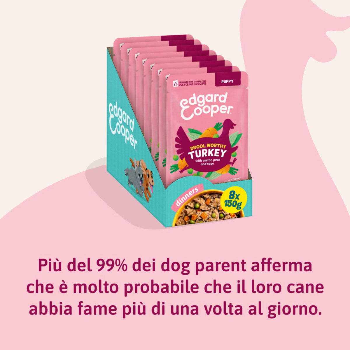 Edgard & Cooper Spezzatini in Busta per Cuccioli con Tacchino 150 g