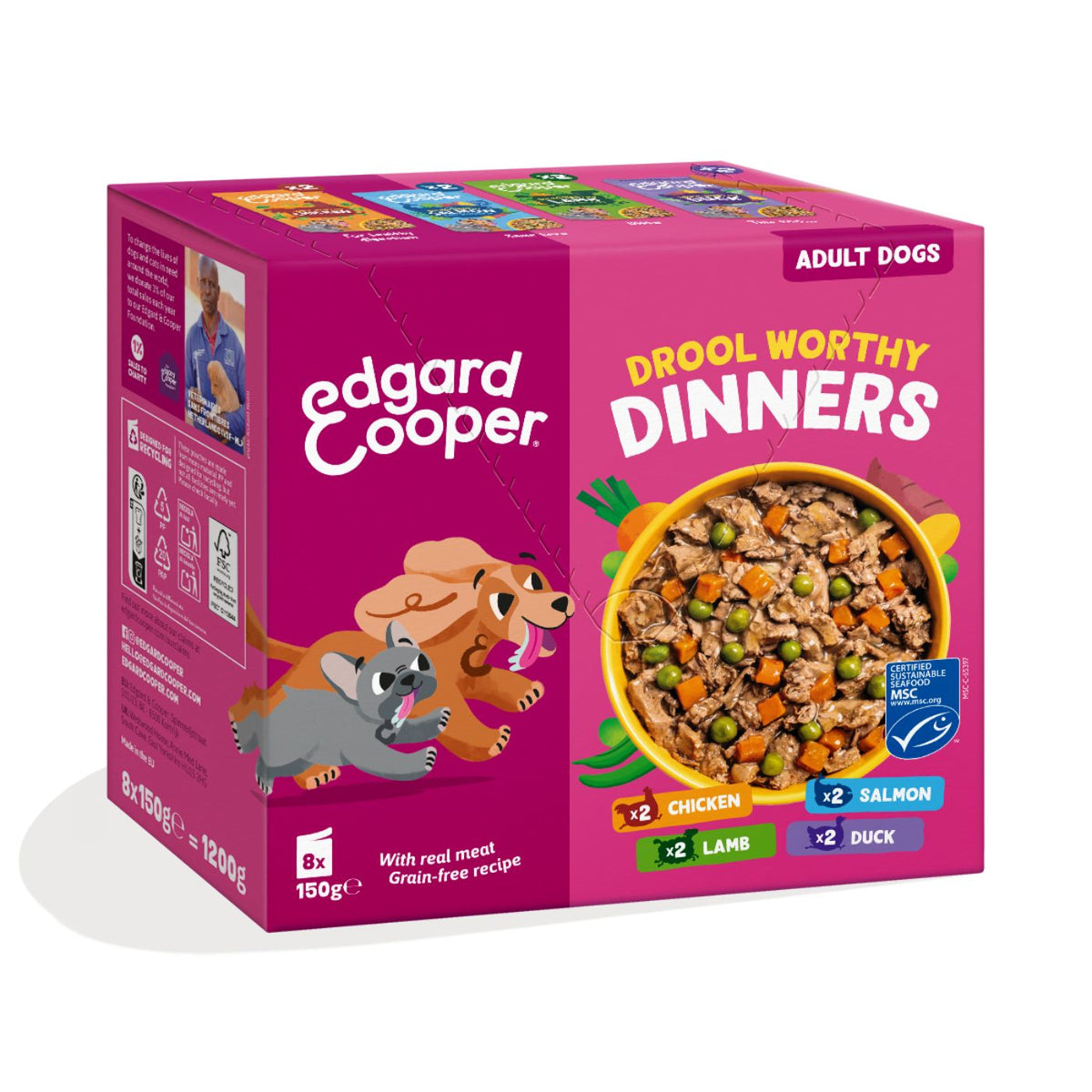 Edgard & Cooper Spezzatini in Busta per Cani Adulti Multipack 4 Gusti