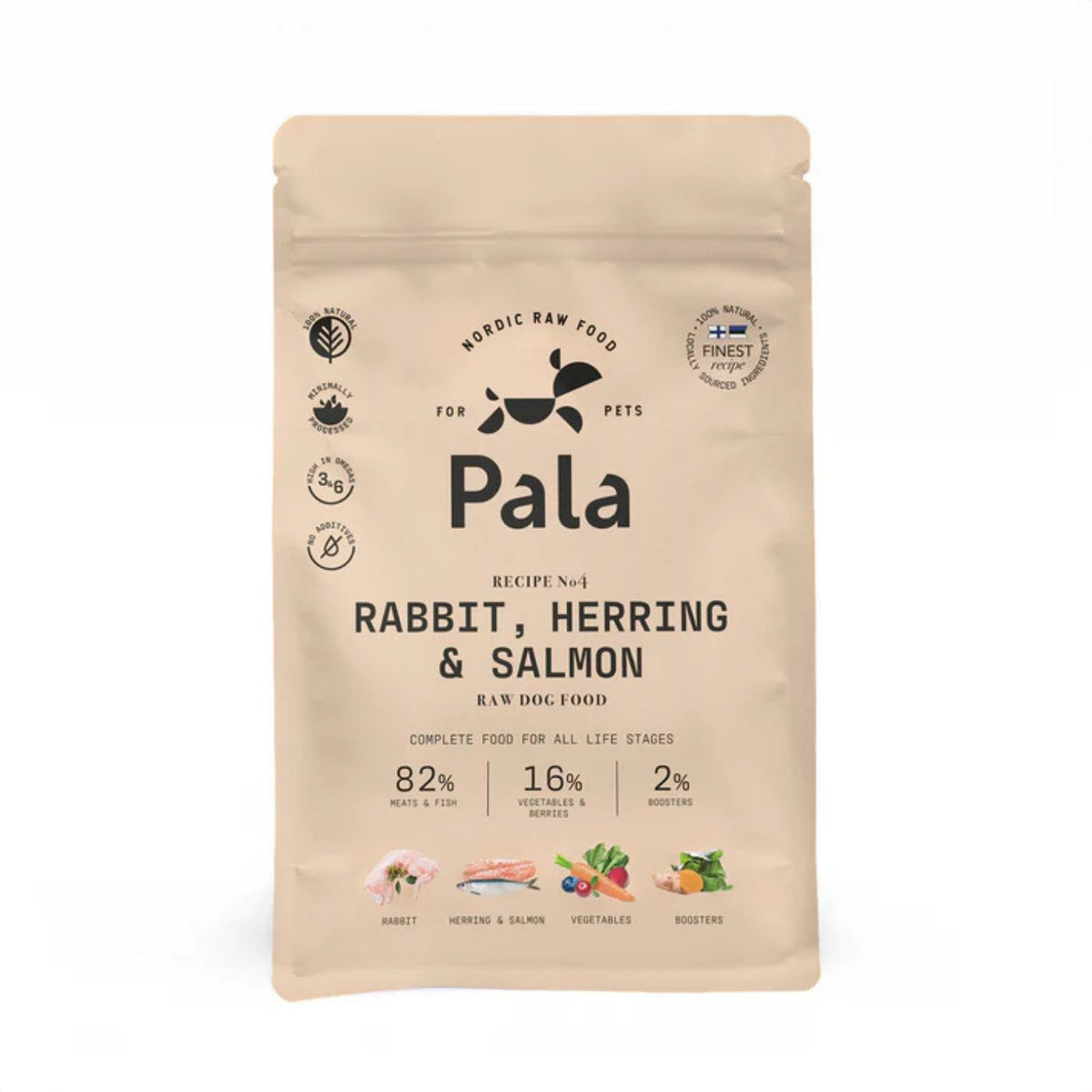 Pala Alimento Completo per Cani con Coniglio Aringa &amp; Salmone Ricetta N° 4
