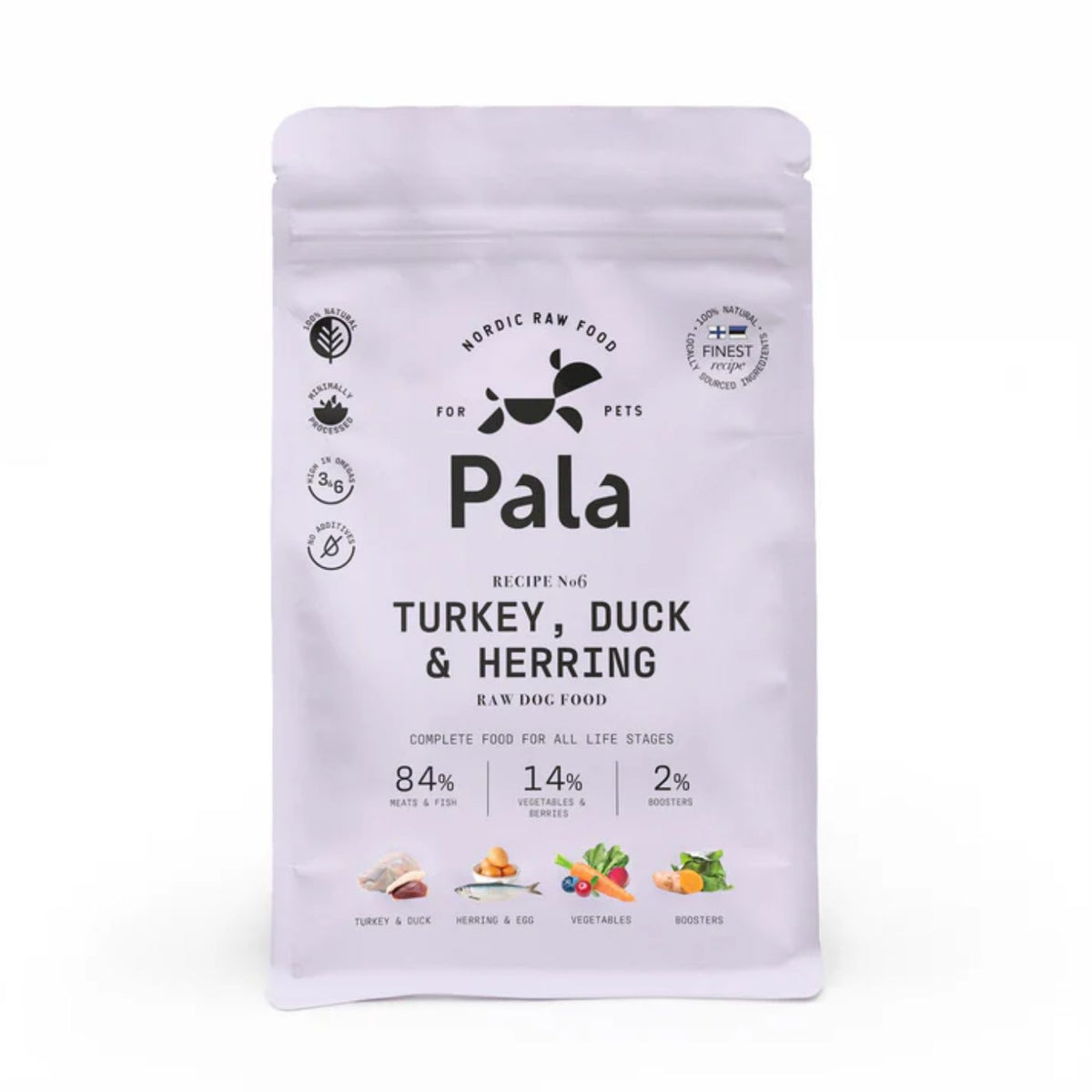 Pala Alimento Completo per Cani con Tacchino Anatra &amp; Aringa Ricetta N° 6