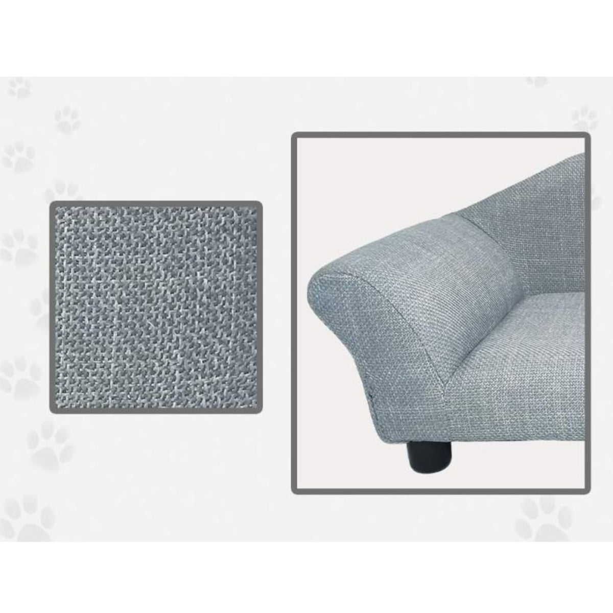 Nasonero Divanetto per Cani di Piccola Taglia Grigio in Lino 79 x 42 h. 37 cm
