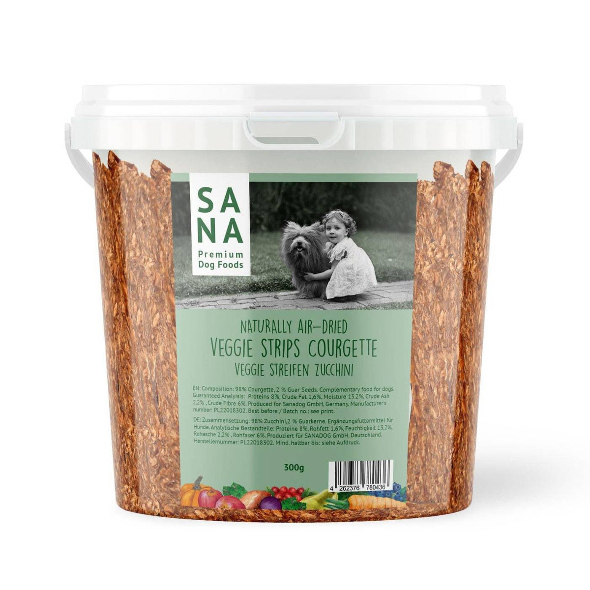 Sanadog Snack Vegetali per Cani Strisce di Zucchine 300 g