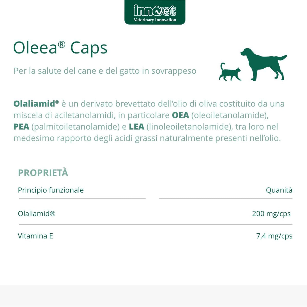 Oleea Caps 60 Capsule per Cani e Gatti in Sovrappeso Innovet