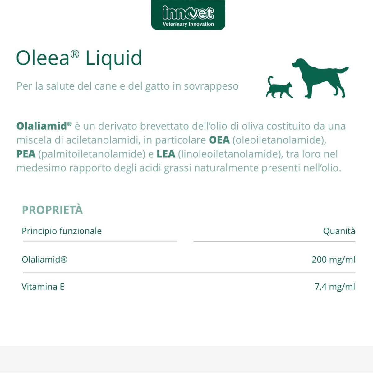 Oleea Liquid 60ml per Cani e Gatti in Sovrappeso Innovet