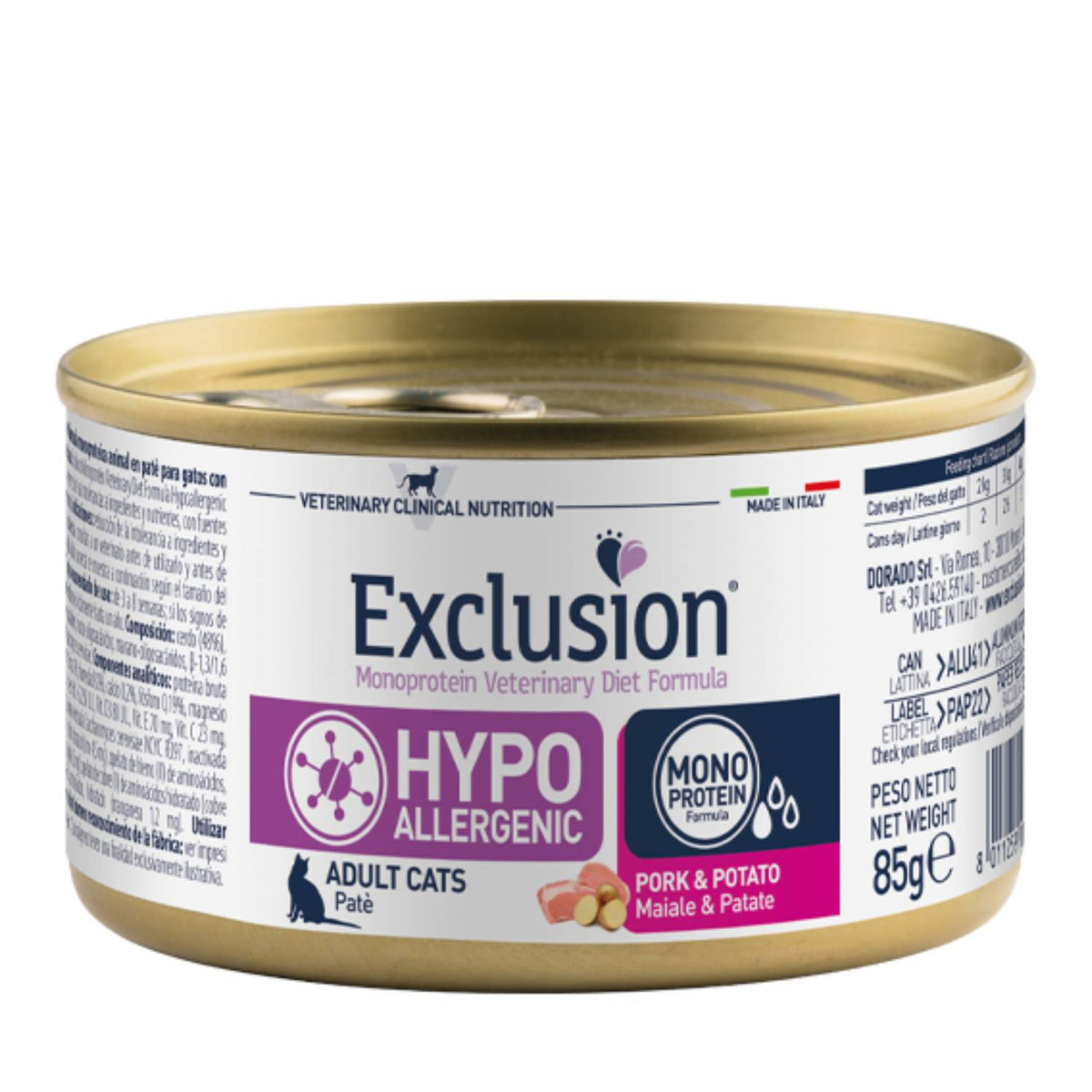 Exclusion Cat Hypoallergenico Maiale e Patate Alimento Umido per Gatti Adulti 85g