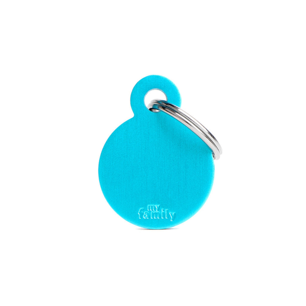 MyFamily Medaglietta per Cani e Gatti Personalizzabile Cerchio Basic Alluminio Azzurro