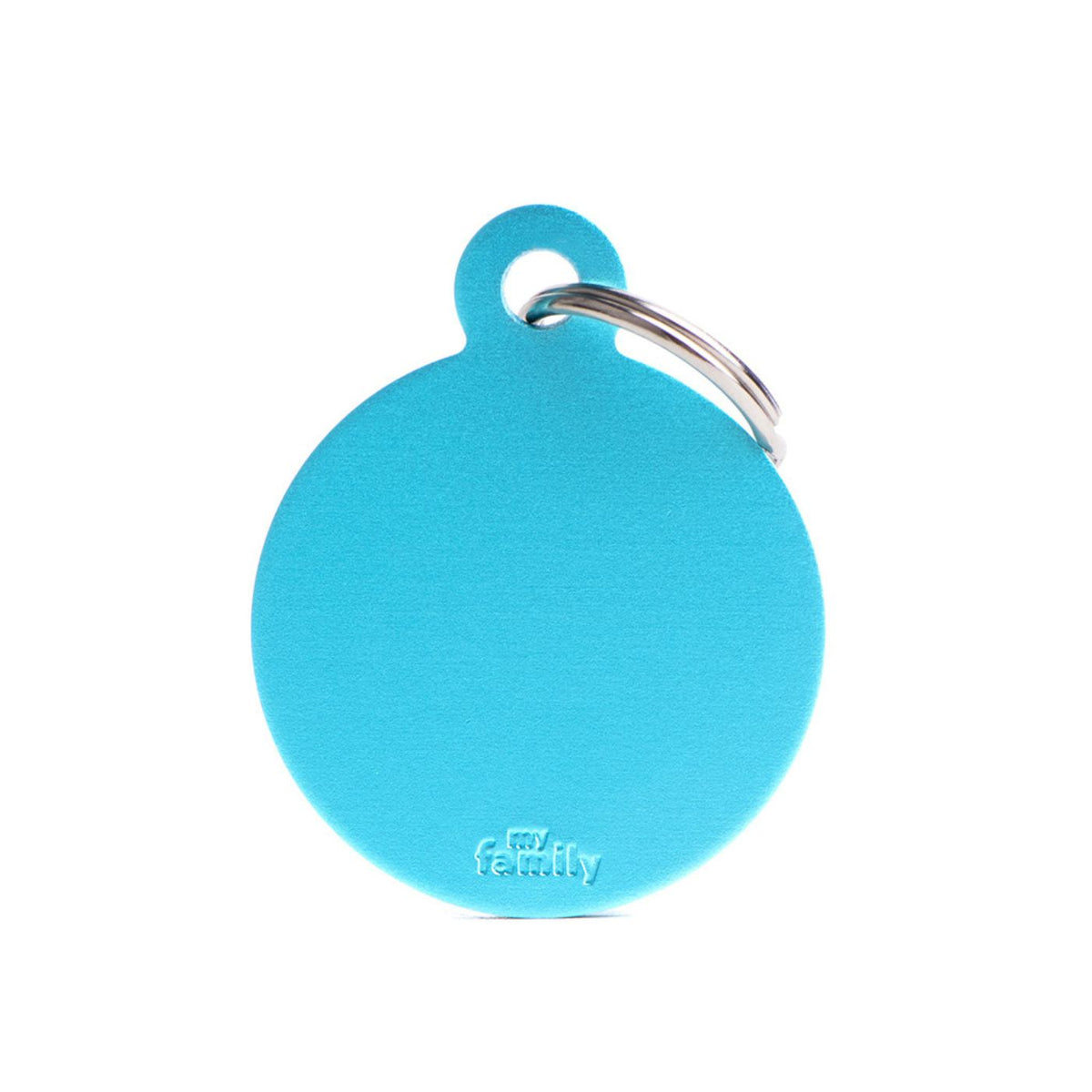 MyFamily Medaglietta per Cani e Gatti Personalizzabile Cerchio Basic Alluminio Azzurro