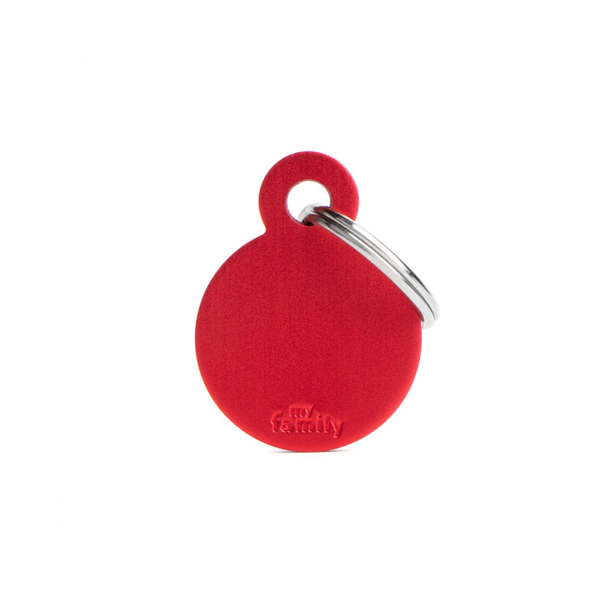 MyFamily Medaglietta per Cani e Gatti Personalizzabile Cerchio Basic Alluminio Rosso