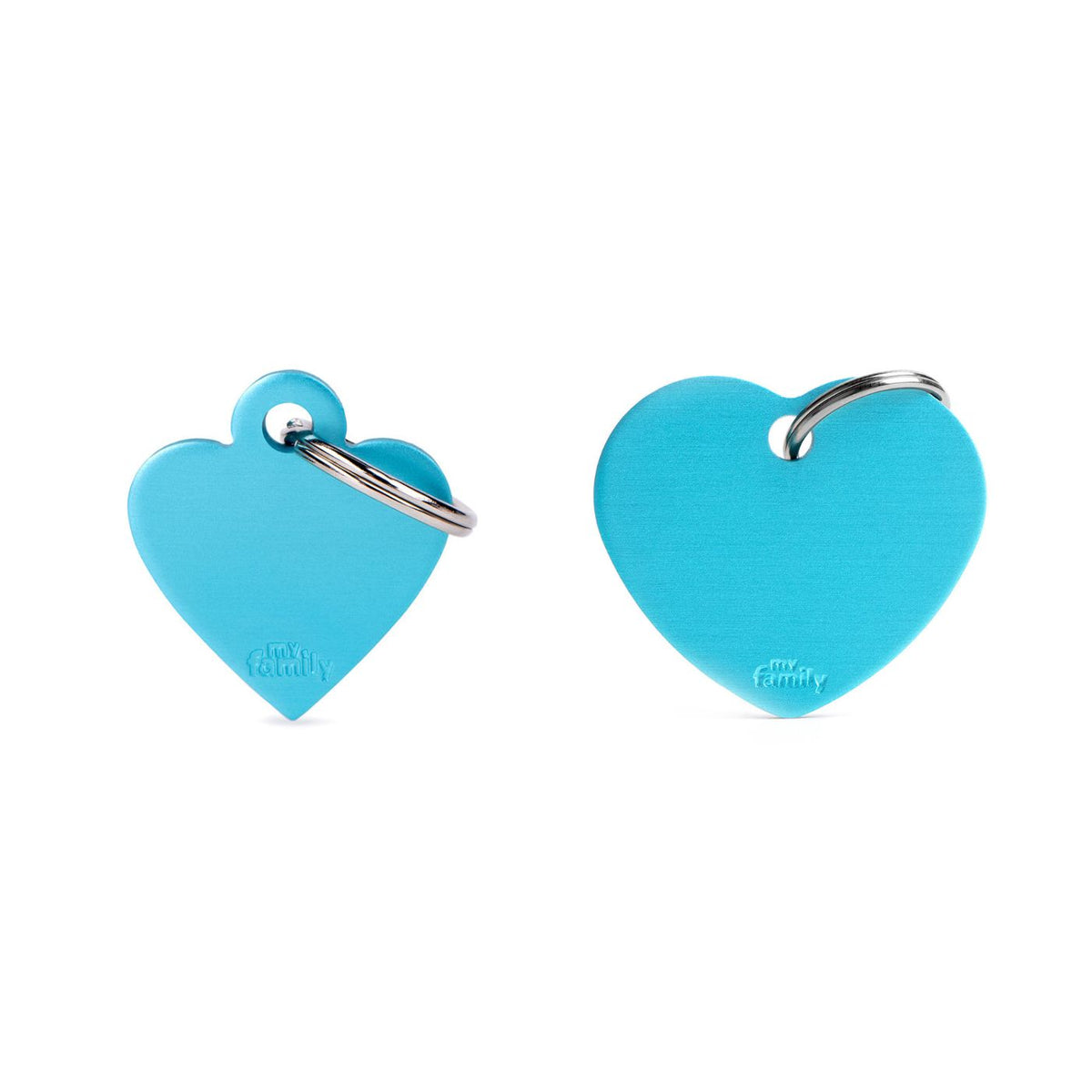 MyFamily Medaglietta per Cani e Gatti Personalizzabile Cuore Basic Alluminio Azzurro
