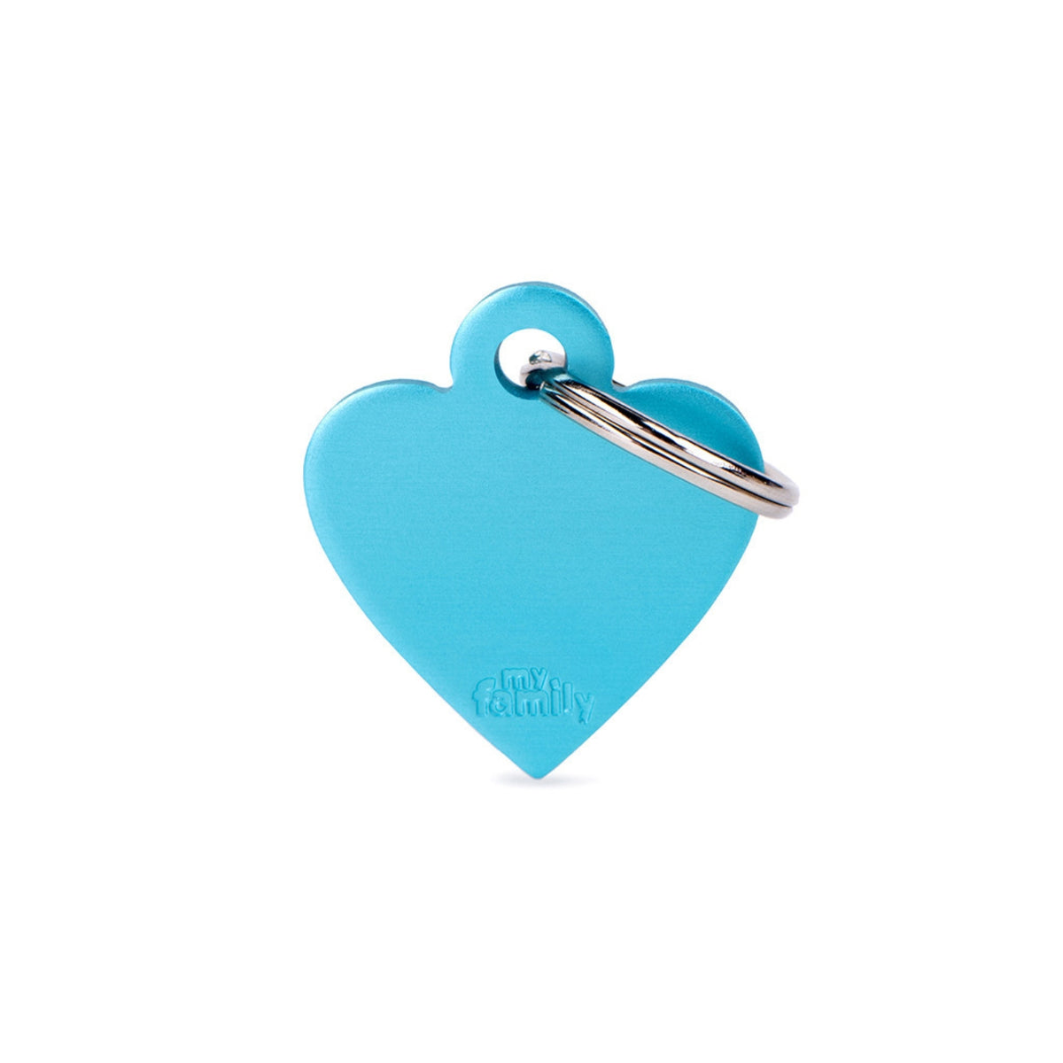 MyFamily Medaglietta per Cani e Gatti Personalizzabile Cuore Basic Alluminio Azzurro