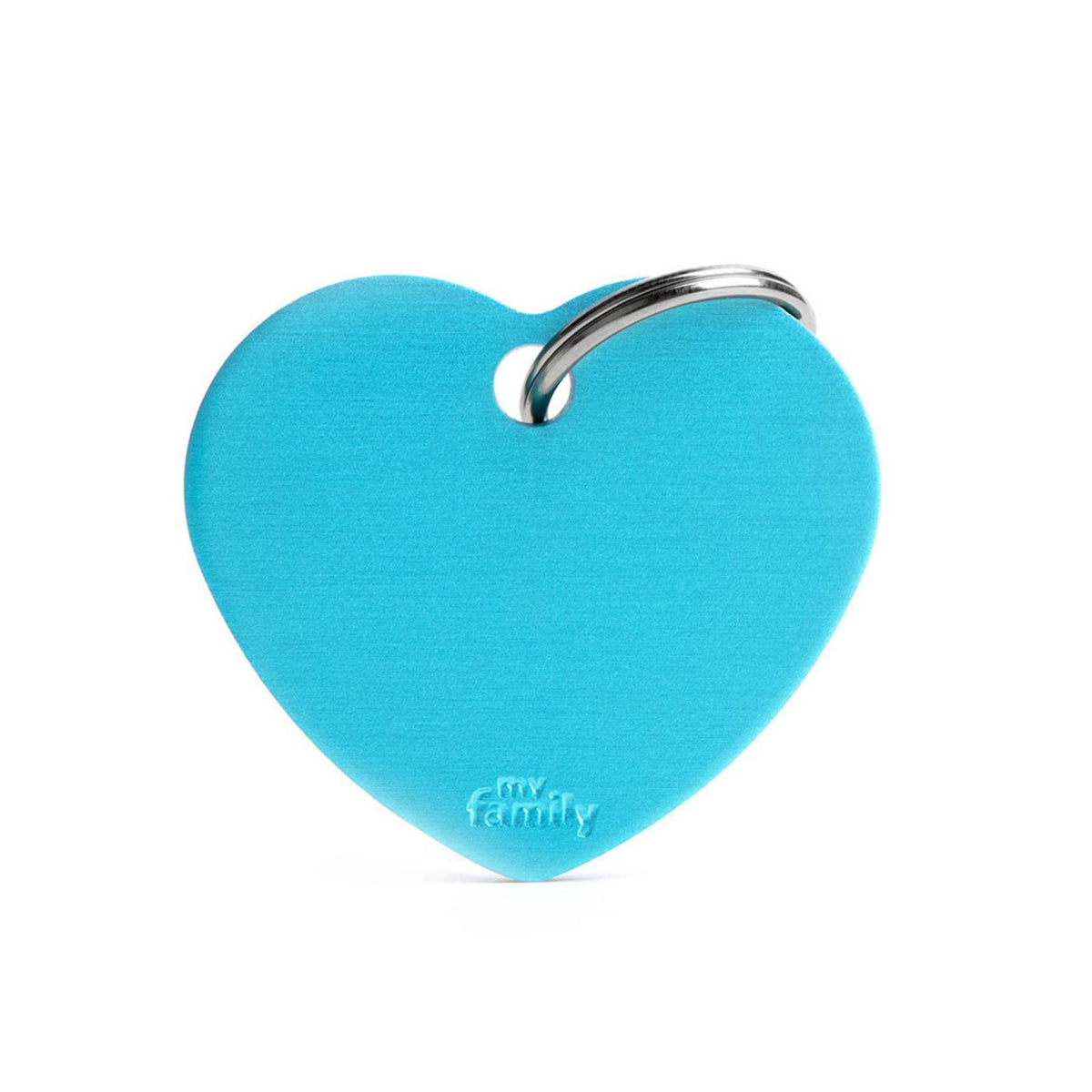 MyFamily Medaglietta per Cani e Gatti Personalizzabile Cuore Basic Alluminio Azzurro