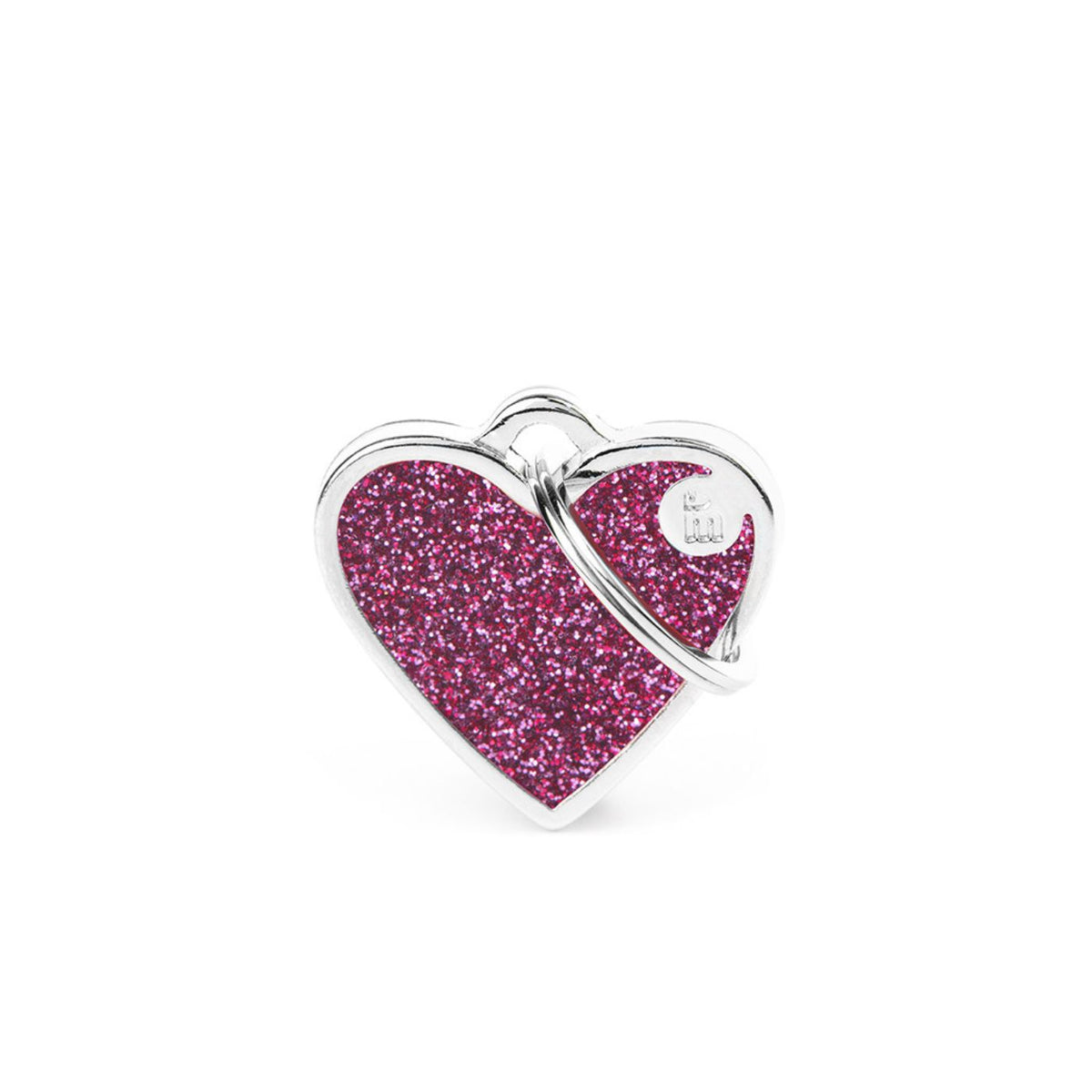 MyFamily Medaglietta per Cani e Gatti Personalizzabile Cuore Glitter Shine Rosa