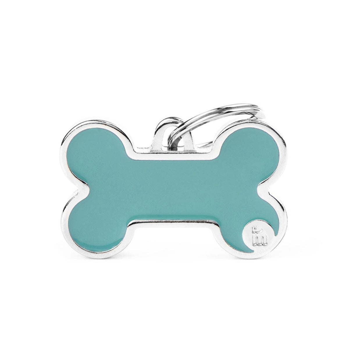 MyFamily Medaglietta per Cani Personalizzabile Osso Basic Handmade Azzurra