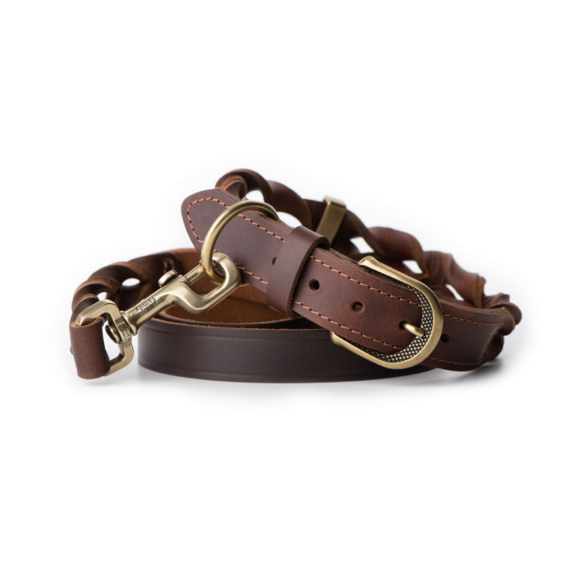 MyFamily Collare per Cani in Cuoio Ingrassato Marrone Ascot con Finiture in Ottone Inglese