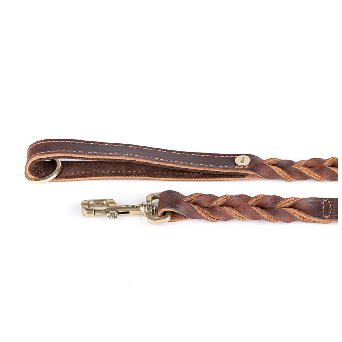 MyFamily Guinzaglio in Cuoio Ingrassato Marrone 110 x 2,2 cm Ascot con Finiture in Ottone Inglese