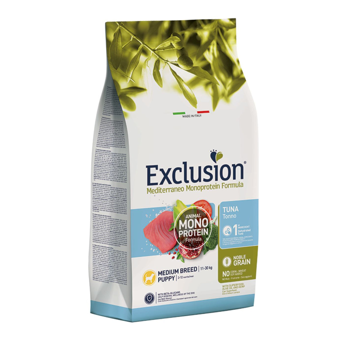 Exclusion Mediterraneo Monoproteico Noble Grain Puppy Medium Tonno per Cuccioli