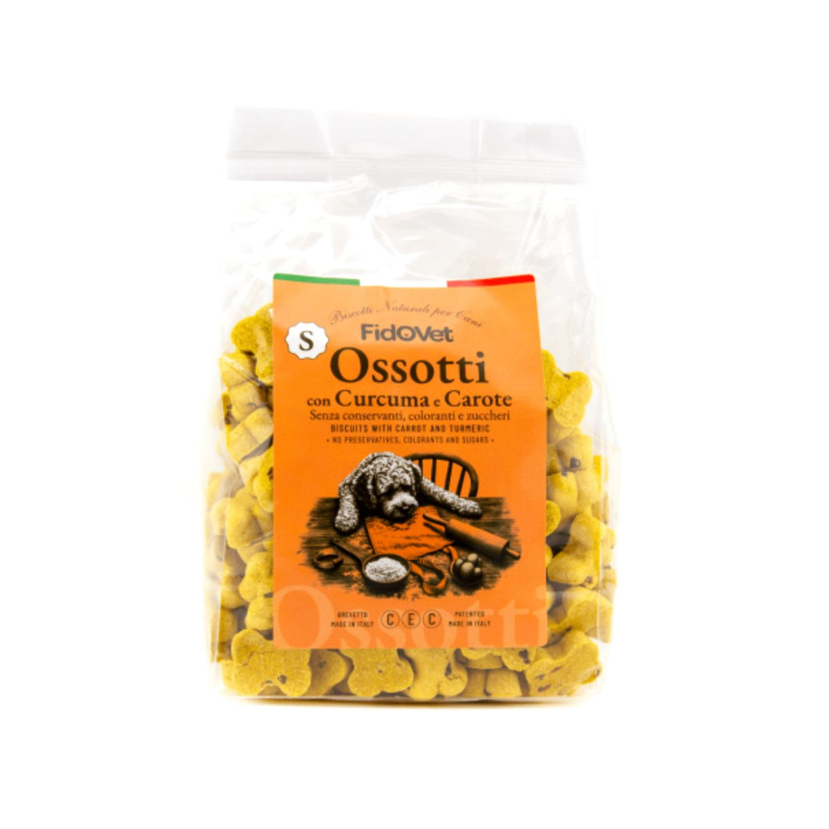 SCADENZA 10/2026 - Fidovet Biscotti Naturali per Cani Ossotti SMALL Curcuma e Carote 300 g