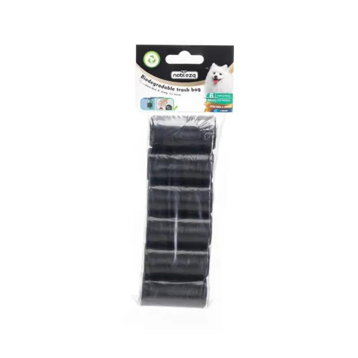 Sacchetti Igienici Biodegradabili per Cani Confezione da 6 Rotoli Neri 32 x 23 cm