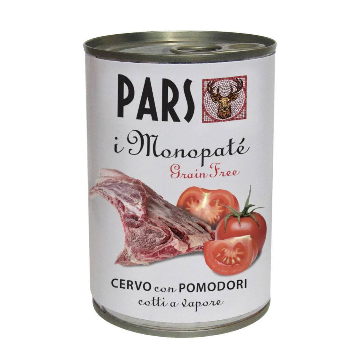 Pars Monopatè Cervo con Pomodoro 395 g Cibo Umido per Cani e Gatti