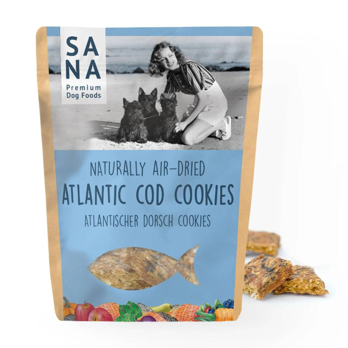 Sanadog Biscotti Snack Cookies di Pelle di Pesce Atlantico per Cani