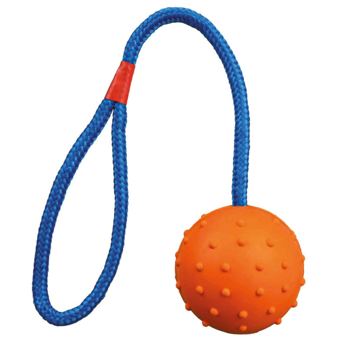 Trixie Gioco Palla in Gomma con Corda d.6 cm / 30 cm per Cani Colori Assortiti