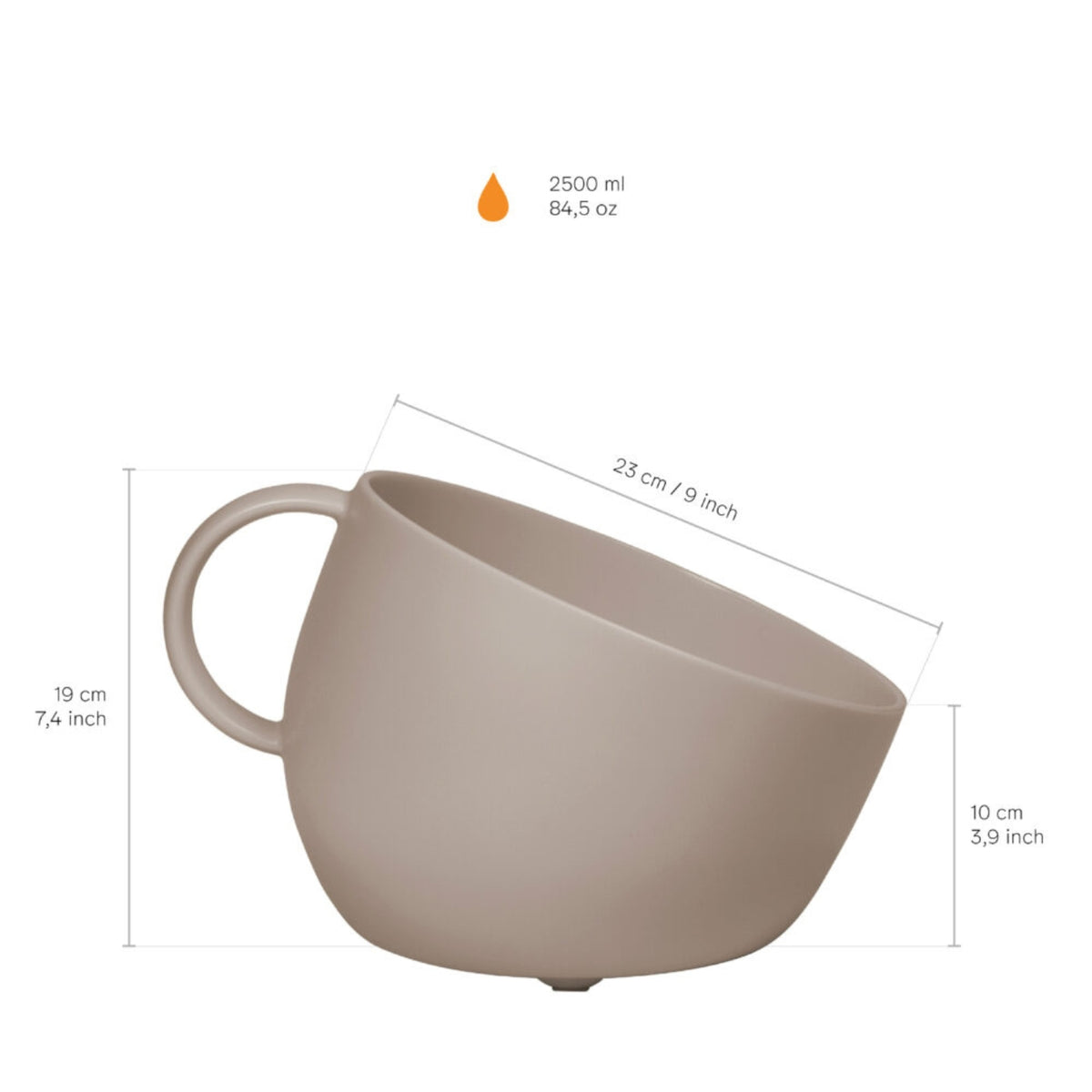 United Pets Ciotola per Cani CUP Tortora 2500 ml 23 × 10 × 19 cm