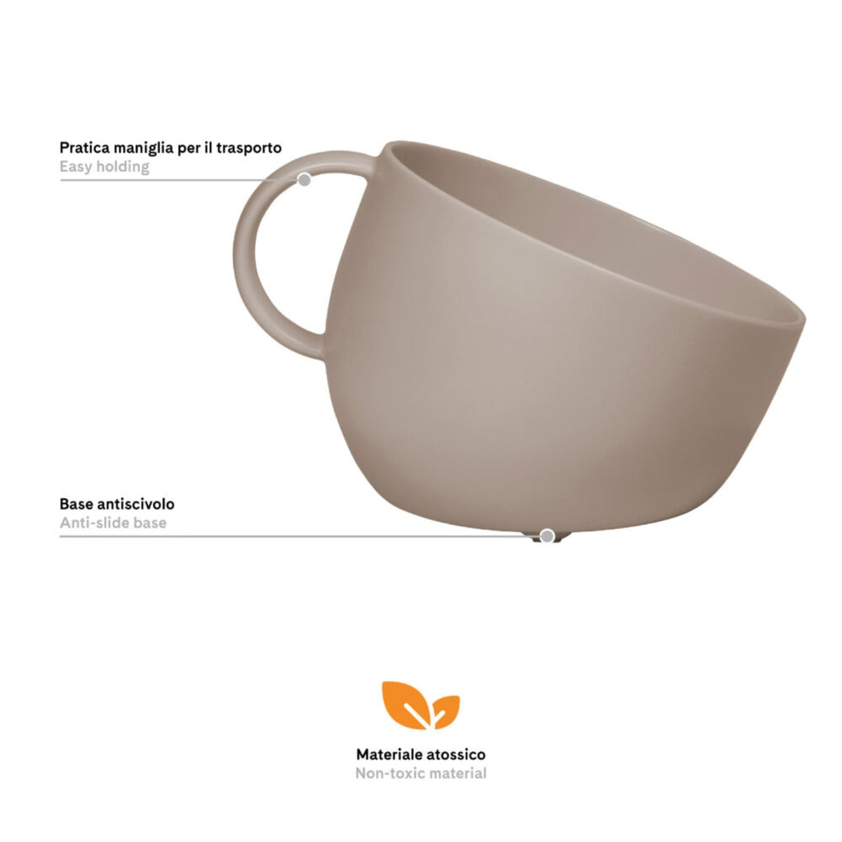 United Pets Ciotola per Cani CUP Tortora 2500 ml 23 × 10 × 19 cm