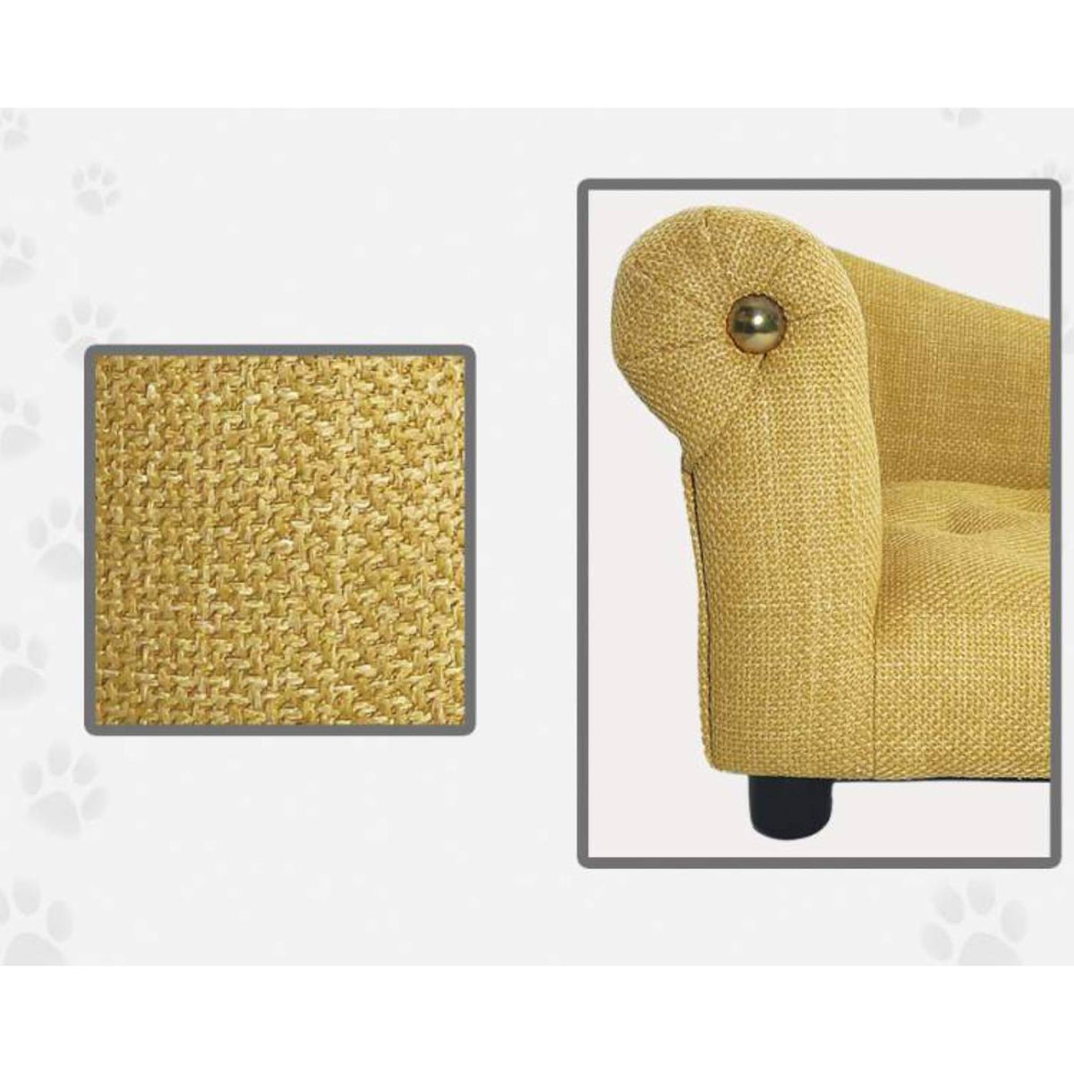 Nasonero Divanetto in Lino per Gatti e Cani di Piccola Taglia Giallo 74 x 39 x h. 34 cm