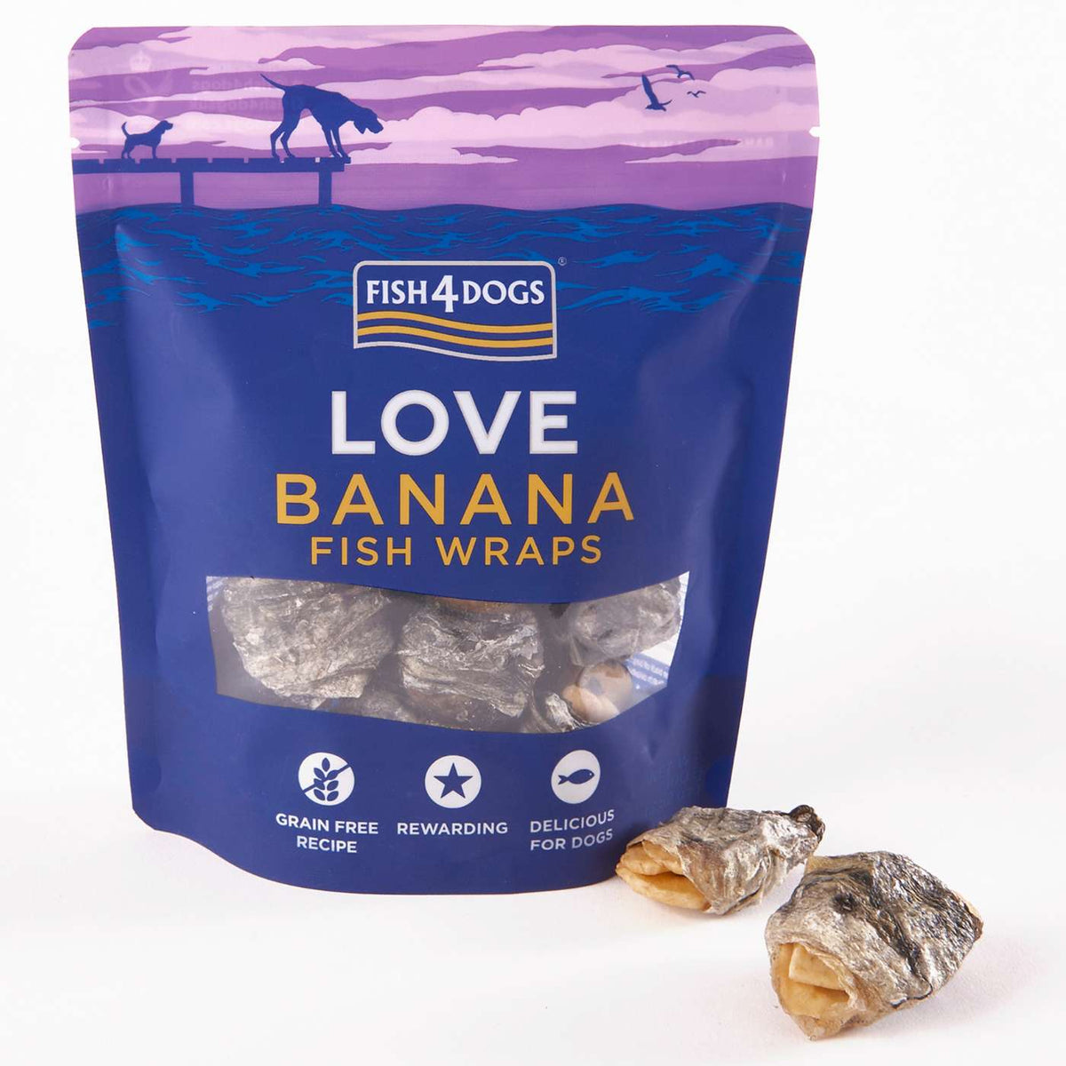 Fish4Dogs Love Banana Fish Wraps Premi per Cani 100 g